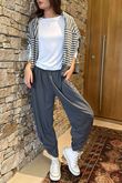 The Sunday Morning 7/8 Twist Pant Dark Grey Melange